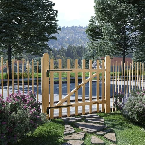 qohoio Portillon Simple de clôture Bois de noisetier 100x90 cm Barriere Jardin Exterieur,Barriere Jardin,Portillon Grillage