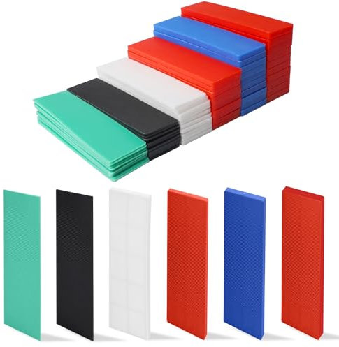 60Pcs Cales de Vitrage de Fenêtre de Précision, Mixte 1-6 mm Cale Plates en Plastique de Plancher, 28x100 mm Entretoises d'Espacement de Fenêtre pour Terrasse Bois Lambourdes