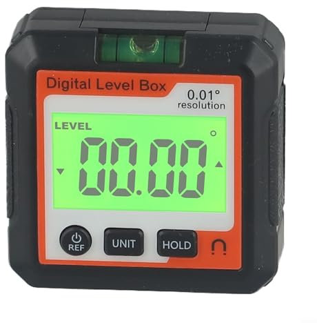 Bulevisiter Cercatore angolare digitale con base magnetica, strumento di ingegneria di precisione, goniometro retroilluminato, mini livella e inclinometro impermeabile (D)