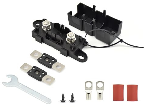 Fit4Less MEGA ANM Fuse Holder with 150A fuses 2pcs, Fixing terminals screws and wrench all ready parts ideal for Car, Van, RV, Trailer and Marine Boat.