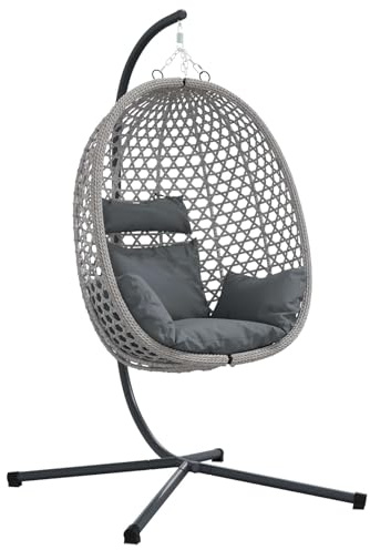 vidaXL Sedia uovo sospesa polyrattan 104 x 100 x 191 cm