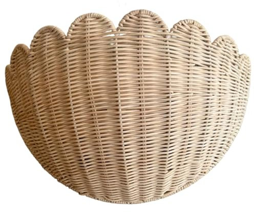 Hbbgdiy Panier Suspendu en Osier Rustique 16x7x10 Pouces avec Bord festonné, Rangement tissé Mural pour Les Fruits, légumes, Plantes et Salle de Bain/Cuisine Essentielle