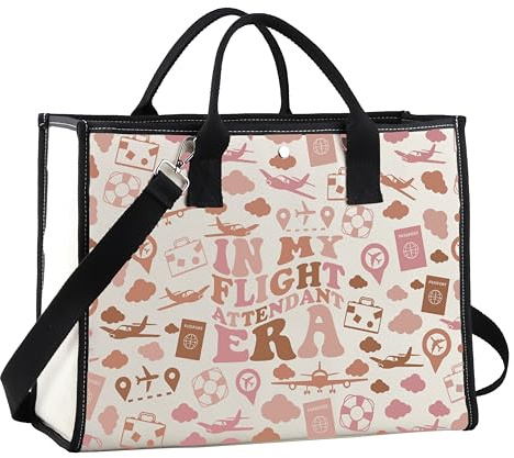 JTOUK Bolsa de viaje de aviación para tripulación de cabina con texto en inglés In My Flight Attendant Era, Asistente de vuelo Era Lt Eu, 14.96”* 6.7”* 11.81” ,Large