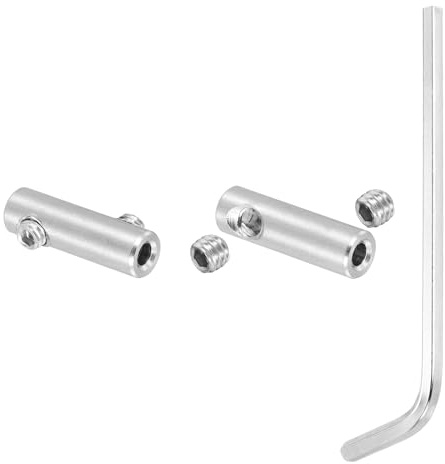 PATIKIL 2mm Hole Wire Rope Clips Set, 2 Pcs 304 Stainless Steel Double Holes Lock Cable Clamps Clip with M4 Hexagon Screws Spanner for Wire Rope Fitting, Silver