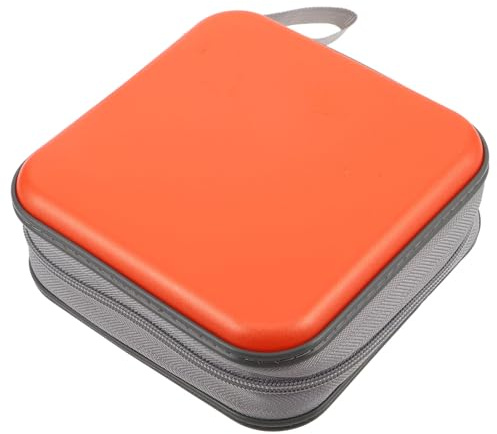 HOODANCOS Estuche para CD y DVD de Plástico Rígido Capacidad para 48 Discos Bolsa Portátil Naranja Fundas Dobles Organizador Resistente para Coche y Almacenamiento Doméstico