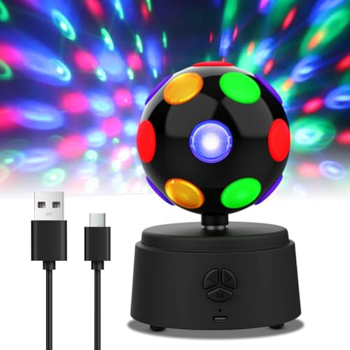 Roterande discokula, roterande discokula 360° med flerfärgad LED, stöder Bluetooth-anslutning, stereosurround-ljudeffekt, för fest, födelsedag, hem, jul, barn