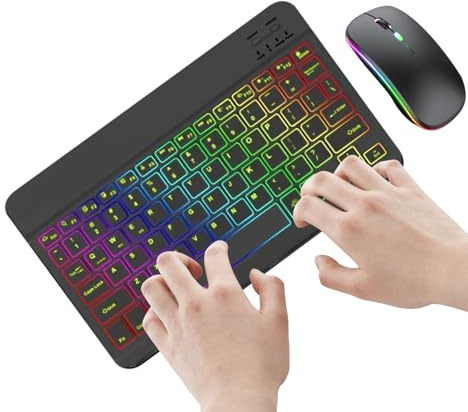 Clavier Et Souris Sans Fil Rétroéclairés – Clavier 7 Couleurs, 2 Modes D'éclairage, Claviers D'ordinateur Portables Fins, Ensemble De Périphériques Rechargeables, Périphérique D'entrée De Saisie Silen