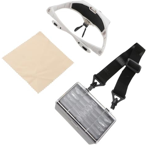 DIYEAH Head-Mounted Magnifier with LED Light, Multifunctional Repair Loupe for Watchmakers and Hobbyists, Adjustable Headband Magnifying Glass for Close-up Crafts and Electronics