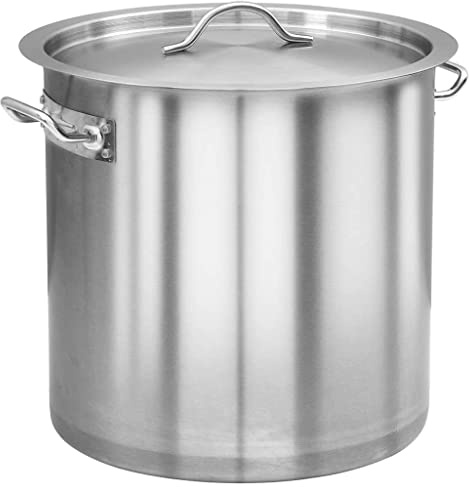 sephironlbb Olla de acero inoxidable de 35 L, 36 x 36 cm, con tapa y asas, apta para inducción de gas, olla universal para sopa, olla de carne, olla de verduras, cazuela, cacerola, estofado, cocer