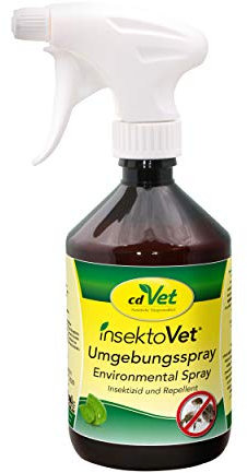 cdVet Naturprodukte InsektoVet Umgebungsspray 500 ml - Bekämpfung von Flöhen in allen Entwicklungsstadien- natürliches Reinigungmittel für Liegeplätze, Stallungen, Sofas, Decken, Autos, usw -