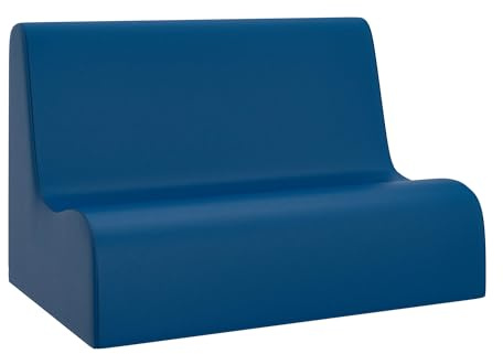 Children's Factory Small Contour Sofa, Mix-and-Match Kids Chairs, Sofas, Corner Ottomans and Cubes, Foam-Filled and Water-Resistant, Flexible Seating for Classroom Elementary, Blue Kids Couch