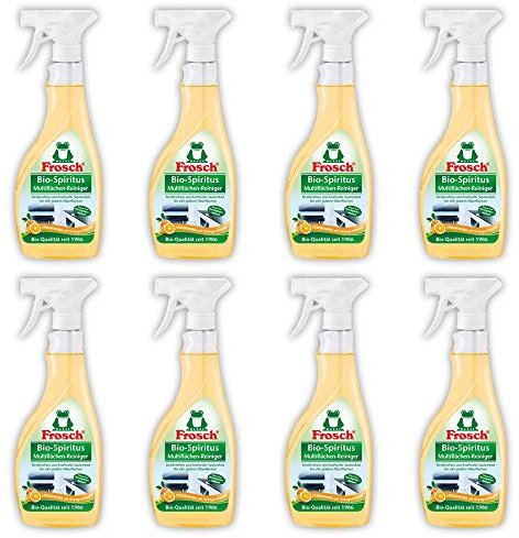 Frosch Allzweckreiniger Multiflächen Orange, für streifenfreien Glanz, Sprühflasche, 8er Pack (8 x 500 ml)