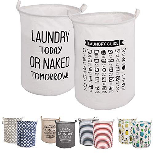 LessMo 2PCS 17.7 Wäschekorb Sortierer – Faltbar - 2er Set Wäschesammler spart Zeit beim Sortieren - Wäschesack - Wäschekörbe - Laundry Baskets - 45 x 35 cm (Weiß, Verdickt 17,7 / Medium)