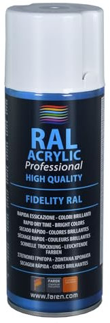 Faren RAL ACRYLIC, Vernice spray Acrilica 100%, Smalto FIDELITY RAL, Colori Brillanti a Rapida Essiccazione, 400ml (RAL 6010 VERDE ERBA)(1pz)