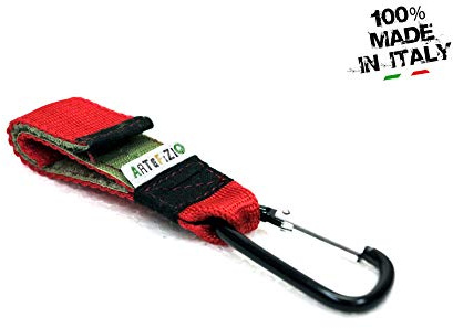 Kinderwagen Haken für Wickeltaschen - 8 farben- Kinderwagenhaken Taschenhaken, Anhänger für Kinderwagen, Karabinerhaken für Handtaschen, Universale Passform (1er Packung, Red)