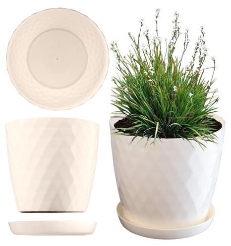 KADAX Flowerpot, una casseruola per fiori e piante con sottobicchieri, fioriere luce e materiale resistente Una pentola decorativa per piante (30 cm, crema)