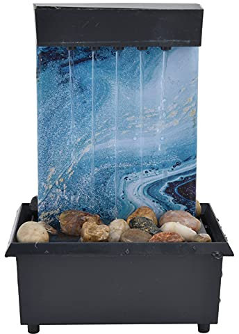 Tabletop Fountain USB Desktop Small Water Fountain Indoor Waterfall Fountain Mini Modern Style Fountain with LED Light for Feng Shui Meditation Zen Office Decoration Gift