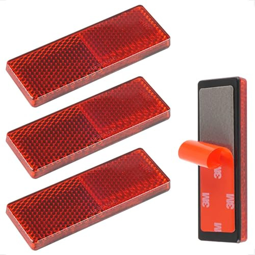 evermotor 4 piezas 85 x 30 x 8 mm motocicleta bicicleta E4 catadioptrico rojo trasero autoadhesivo reflector ojo de gato scooter multifuncional e-aprobado