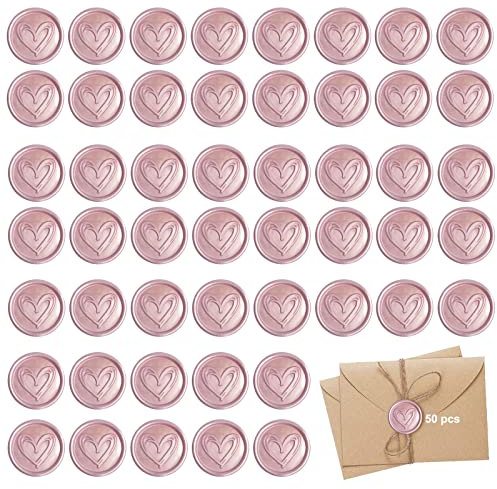 Selbstklebende Siegellack, 50pcs Selbstklebender Siegellackstempel, Siegelaufkleber Siegelwachs, Siegelaufkleber Siegelwachs, Zum Versiegeln von Briefumschlägen Karten Scrapbooking(Rosa)