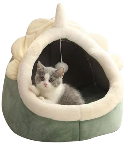 MENDIA Cuccia da Interni per Gatti, Chiuso Peluche Letto Giocattolo con La Palla, Grotte E Case per Animali Domestici Conigli, Cani, Verde