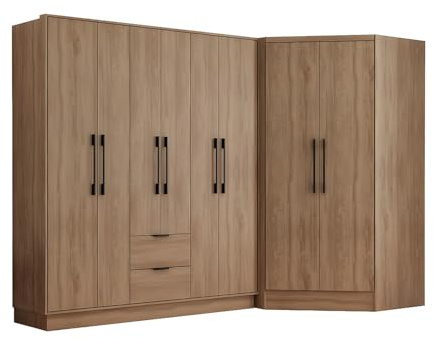 Vente-unique - Eckkleiderschrank mit 8 TÃ Â ÂÂ Ã Â ¼Ren & 2 Schubladen - 263 cm - Holzfarben - FEOVA