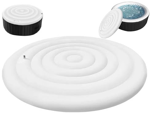 Huasean Inflatable Round Hot Tub Cover - 145CM | Premium Energy Savings | Windproof & Rain-Proof | Easy Inflate/Deflate Valves | White