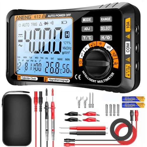 ANENG Multmetro,4000 Cuentas,Voltmetro TRMS,Rango Automático,Multímetro Digital,Mide CA/CC,NCV,Voltaje,Diodo,Resistencia,Continuidad,Capacitancia,Temperatura(Nnegro)