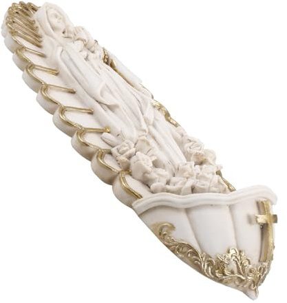 Alipis Fontana Acqua Santa Da Parete in Resina Per Entrata Casa o Chiesa Decorazione Religiosa Versatile e Resistente Supporto Per Acqua Benedetta e Fiori Addobbo Murale Ceramica Per