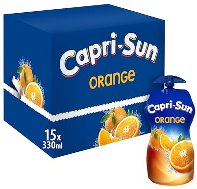 Capri-Sun Orange Juice Drink Multipack (15 x 330ml) Big Pouches with Resealable Cap - Made with Real Fruit Juice - No Preservatives, Artificial Colours, or Flavours - Vegan, Gluten Free