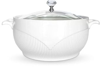 TAOCIGOU Keramik-Suppenterrine mit Deckel, 1.3 L großes Fassungsvermögen, Geeignet für Einzelportionen, Beikost und kleine Suppenportionen, Weiß