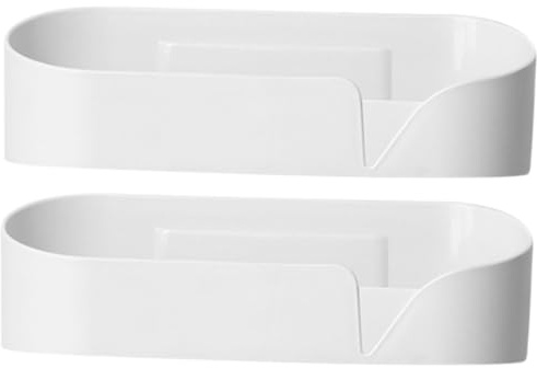 MUCKLILY Soporte Adhesivo Baño 2 Pcs Estante de Drenaje sin Perforaciones Estante de Polipropileno Blanco Organizador para Champú Artículos de Ducha Accesorio de Baño Almacenamiento