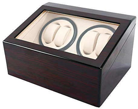 DWIKRYT Scatola carica orologi automatica, 4 + 6 orologi automatici per orologi automatici, orologio da polso, camera da letto, soggiorno, ufficio, studio, Legno rosso e colore bianco, 4+6 Uhren