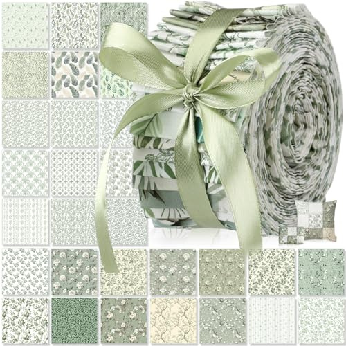Tatuo 60 Pcs Jelly Fabric for Quilting 100% Cotton Roll Quilting Fabric 2.56 x 40 Inch Precut Strips for Sewing Assorted Floral Prints(Elegance)