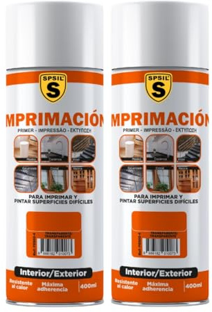 SPSIL Imprimación Universal Spray Trasparente 400ml (pack of 2),Imprimante Multisuperficie para Plástico,Cerámica,Metal,Vidrio y Madera,Fijación Intensa,Preparación Profesional para Pintado