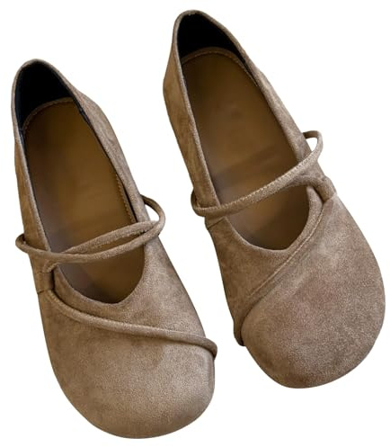 Mary Jane Ballerines orthopédiques en daim pour femme - Largeur large - Chaussures plates avec lanières - Élégantes chaussures d'été à enfiler - Avec semelles souples - Bout fermé - Chaussures de