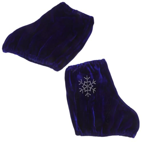 OKUMEYR Couvre-Chaussures pour Adultes et Garçon et Filles en Velours Bleu Protection Confortable et Extensible de Patinage Artistique pour Patins à Glace Lors des Entraînements
