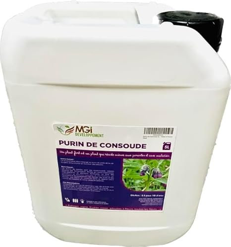 Purin De Consoude – 100% naturel – PNPP utilisable en Agriculture Biologique - bidon 5L pour 100L prêt à l’emploi pour 100m2 - Made in France - usage particuliers