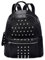 DonDon Damen Rucksack Kunstleder Nieten rund schwarz