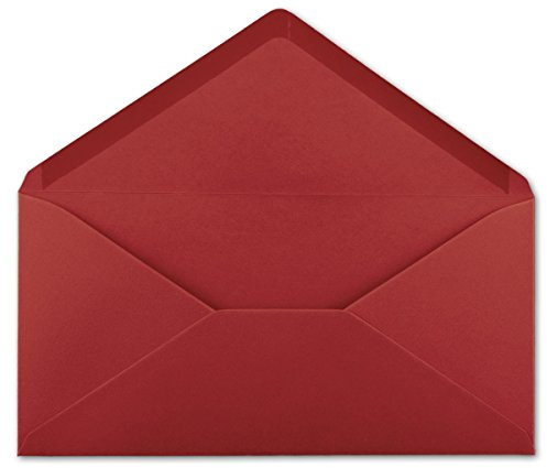 50 DIN Lang Briefumschläge Dunkelrot 22 x 11 cm -120 g/m² Nassklebung Post-Umschläge ohne Fenster ideal für Weihnachten Grußkarten Einladungen von Ihrem Glüxx-Agent