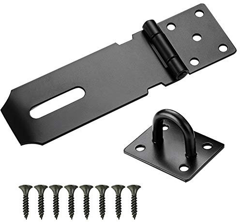 Stainless Steel Padlock Hasp and Staple Heavy Duty Shed Lock Hasp 4 Inch Shed Door Latch Gate Lock Latch Hinge Padlock Catch Door Clasp Latch Security Hasp for External Doors Window Cabinet Pet Cage
