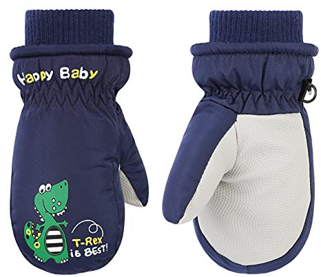 QKURT Kinder Skihandschuhe, Winddichte Warme Fäustlinge für 2~6 Jahre Jungen Mädchen, Kinder Schneehandschuhe zum Rodeln Snowboard Skating Radfahren Laufen und Outdoor Aktivitäten