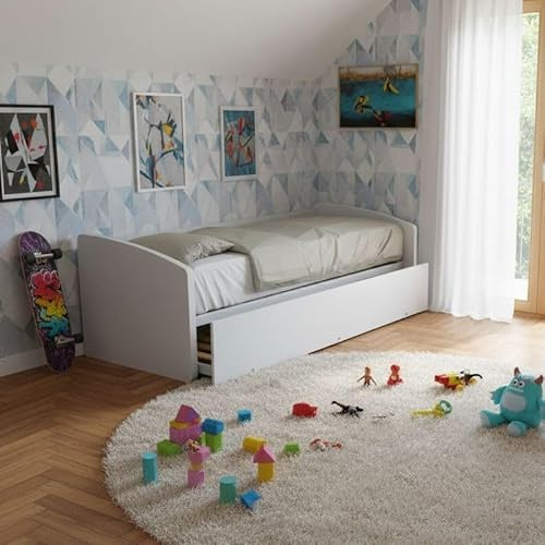 MOBILFINO CAMERETTE Divano Letto Singolo con Secondo Letto Estraibile – Design Funzionale - Bianco