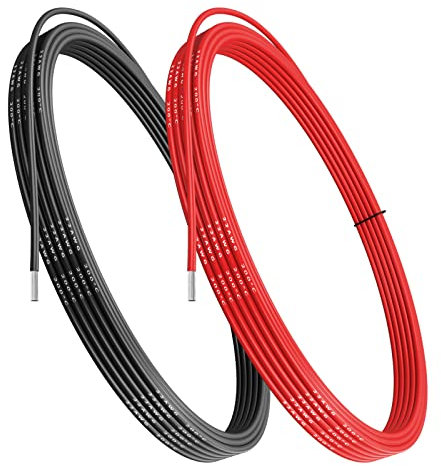 22 AWG 0,32mm² Silikon Elektrischer Draht Kabel anschließen 5 Meters [2,5 Meter schwarz und 2,5 Meter rot] Weich und flexibel, niedrige Impedanz, 60 Litzen von 0,08 mm Kupferdraht für Heimwerker