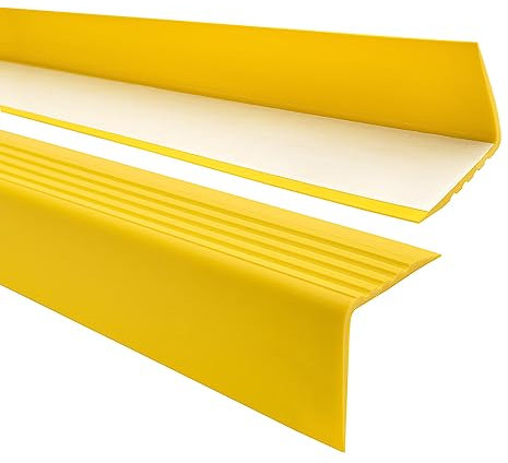 Profilo per bordi scale - Profilo angolare in PVC autoadesivo, Paraspigolo - Strisce antiscivolo per gradini - RGP-O 50x50mm, giallo, 150cm