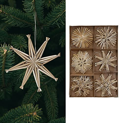 Halmstjärnor, halmsmycken, set om 18 stjärnor│ Sugrör Ø 10 cm hängare │Julgransprydnad, julgransprydnad, julgransprydnad (1 x set med 18 halmstjärnor