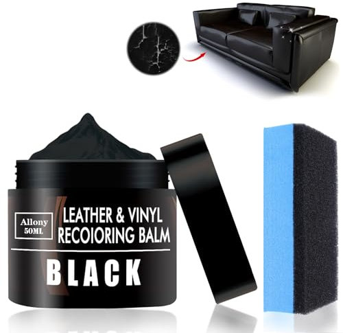 Allony Crema Riparatrice Pelle Nera, Kit Riparazione Pelle, Divano in Pelle per Auto Abbigliamento in Pelle Borse in Pelle Cura del Rinnovamento del Colore Sofas Lederreparatur Creme-50g (A)