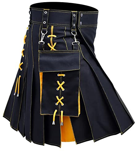 Skotsk kilt herr, skotsk kilt kjol herr klassisk veckad kjol med kedja vintage mode medeltida veckkjolar skotsk stil individualitet retro skotsk kjol