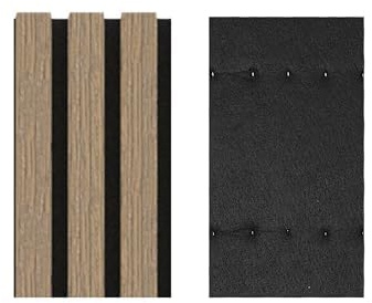 Acoustic Slat Wood Wall Panels Sample, Decorative Wood Panels for Walls, Slat Wall Paneling for Kitchen and Living Room Decor, Noise Reduction, Sound Proofing Panels for Walls, 30x12.5cm | Bamboo
