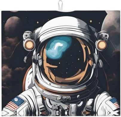 WHJYYXDE Tapete de secado con patrón de astronauta de aire para cocina. El centro está hecho de esponja compuesta reversible con cordón