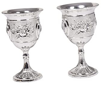 Cabilock Copa De Vino Blanco Con Diseño De Incrustaciones Cáliz De Aleación De Zinc Unbreakable Para Licor y Fiesta Casa Copa Con Tallo Plateado Elegante